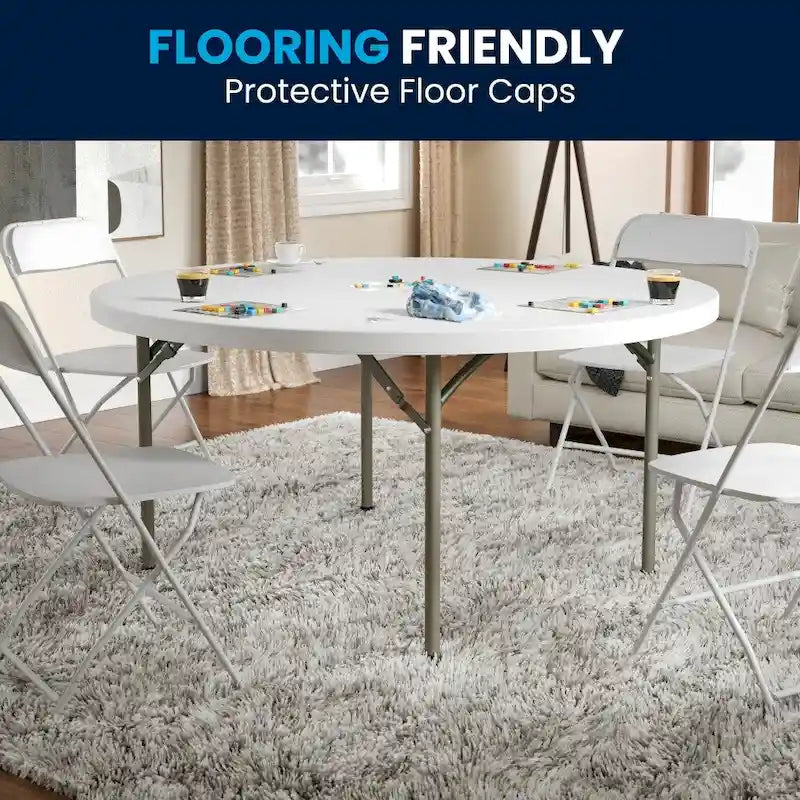 5-Foot Round Plastic Folding Event Table w/ 2 Thick Surface