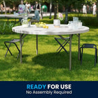 5-Foot Round Plastic Folding Event Table w/ 2 Thick Surface