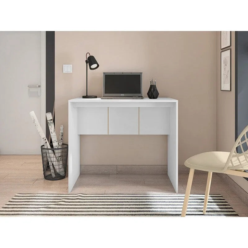 Modern Computer Desk 35 in Wide Home Office Desk Furniture for Small Spaces Minimalist Design Compact PC Laptop Study Table