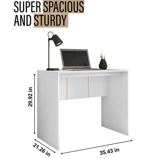 Modern Computer Desk 35 in Wide Home Office Desk Furniture for Small Spaces Minimalist Design Compact PC Laptop Study Table