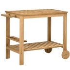 Outdoor Bar Cart, Wood Rolling Home Bar & Serving Cart with 2 Shelves
