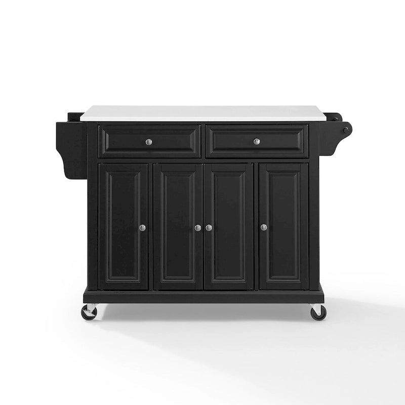 Full Size Granite Top Kitchen Cart in Black - 18d x 51.5w x 36h