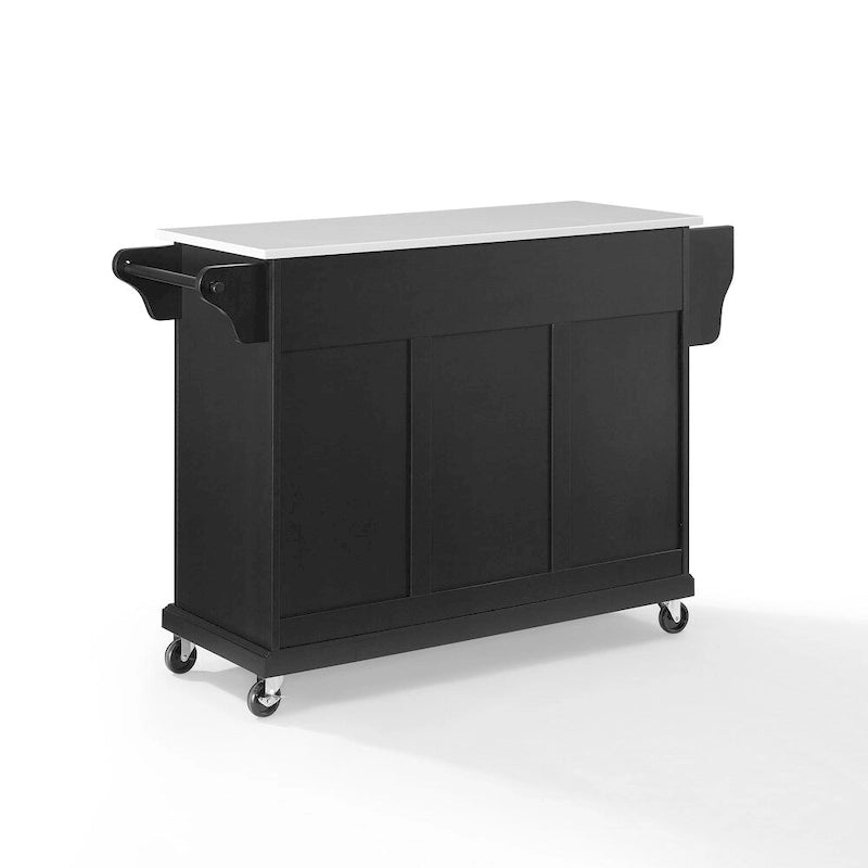 Full Size Granite Top Kitchen Cart in Black - 18d x 51.5w x 36h