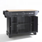 LaFayette Black Wood Kitchen Island with Natural Wood Top - 18d x 51.5w x 36h
