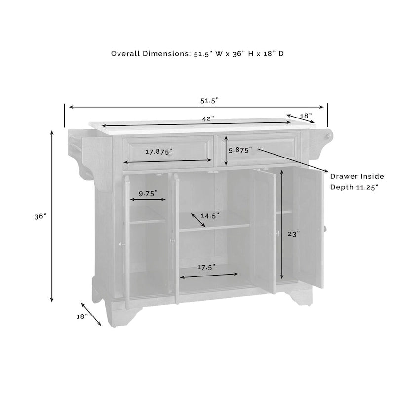 LaFayette Black Wood Kitchen Island with Natural Wood Top - 18d x 51.5w x 36h
