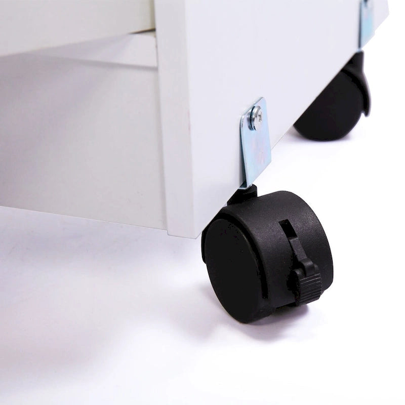White Microwave Storage Cabinet with Universal Wheel - 24*14.6*30.8