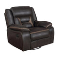 Jake 41 Inch Gliding Manual Recliner, Pillowtop, Dark Brown Faux Leather