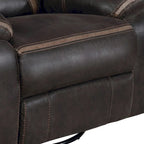 Jake 41 Inch Gliding Manual Recliner, Pillowtop, Dark Brown Faux Leather