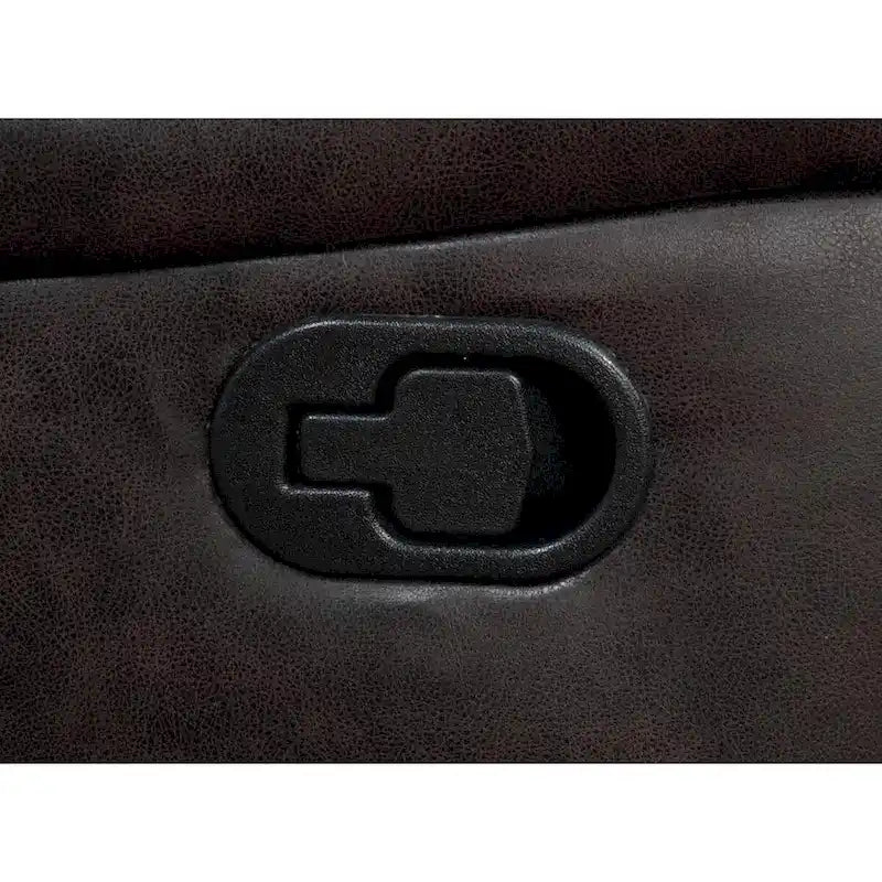 Jake 41 Inch Gliding Manual Recliner, Pillowtop, Dark Brown Faux Leather