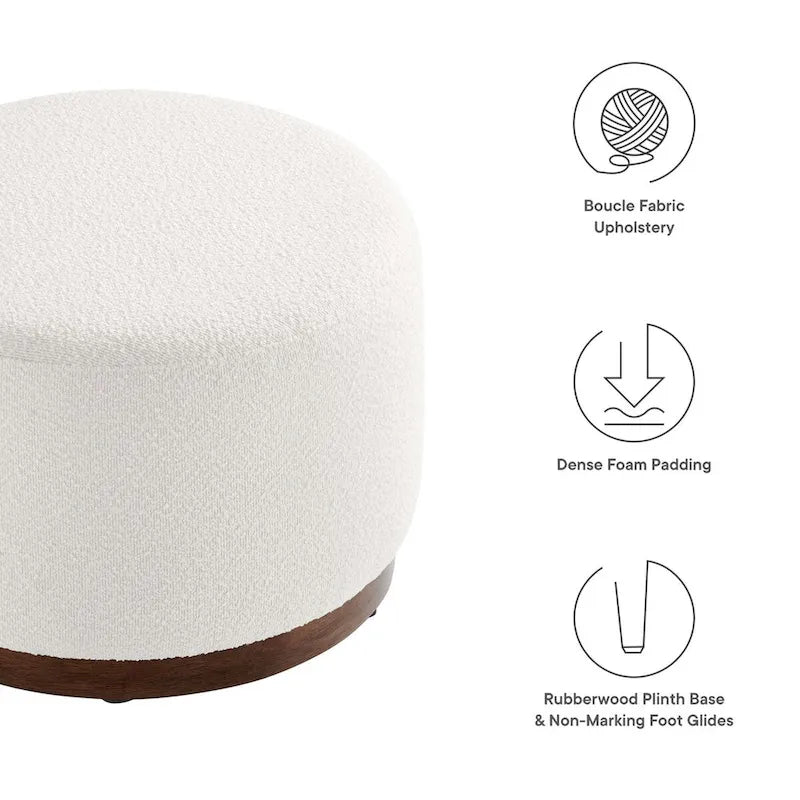 Tilden Large 23/29/38 Round Boucle Upholstered Ottoman