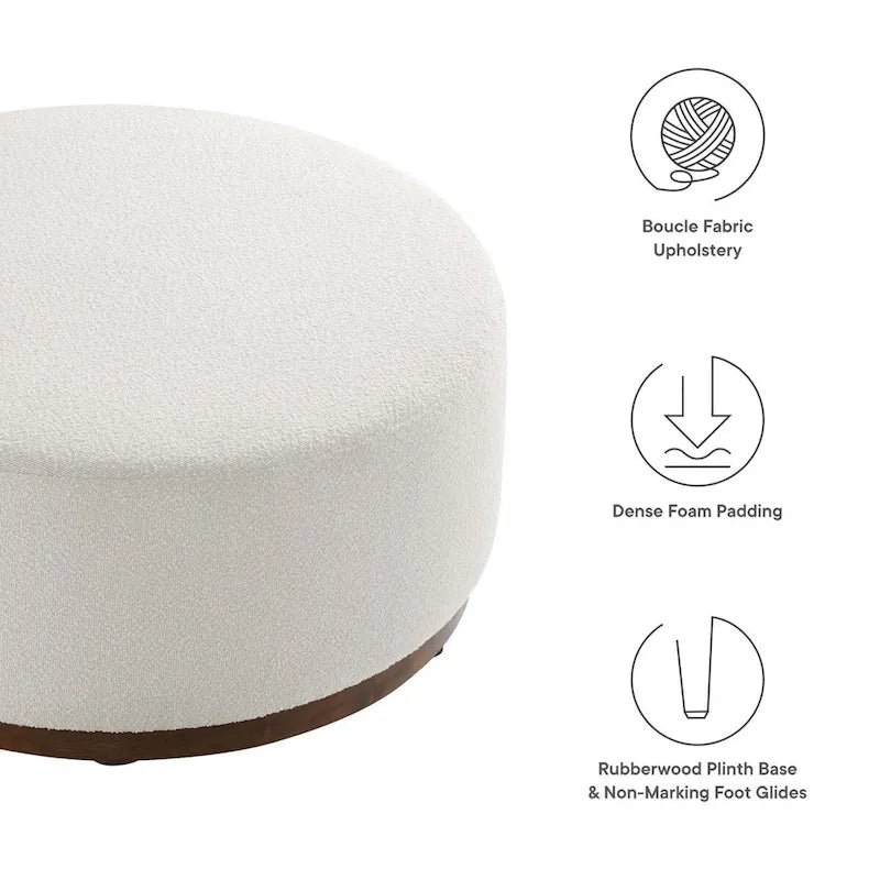 Tilden Large 23/29/38 Round Boucle Upholstered Ottoman