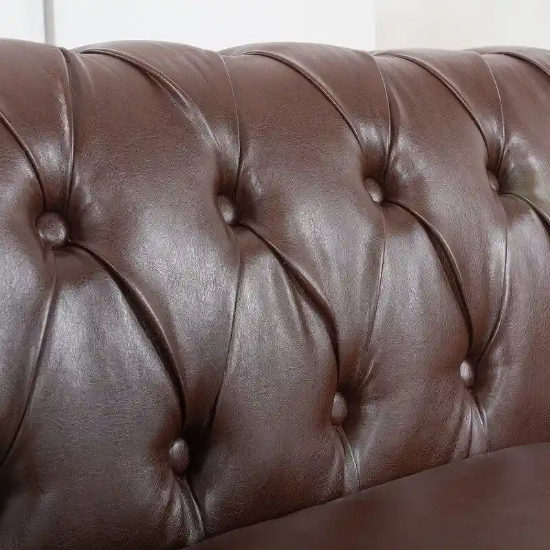 GEITIN 84.65 PU Rolled Arm Chesterfield 3 Seater Sofa