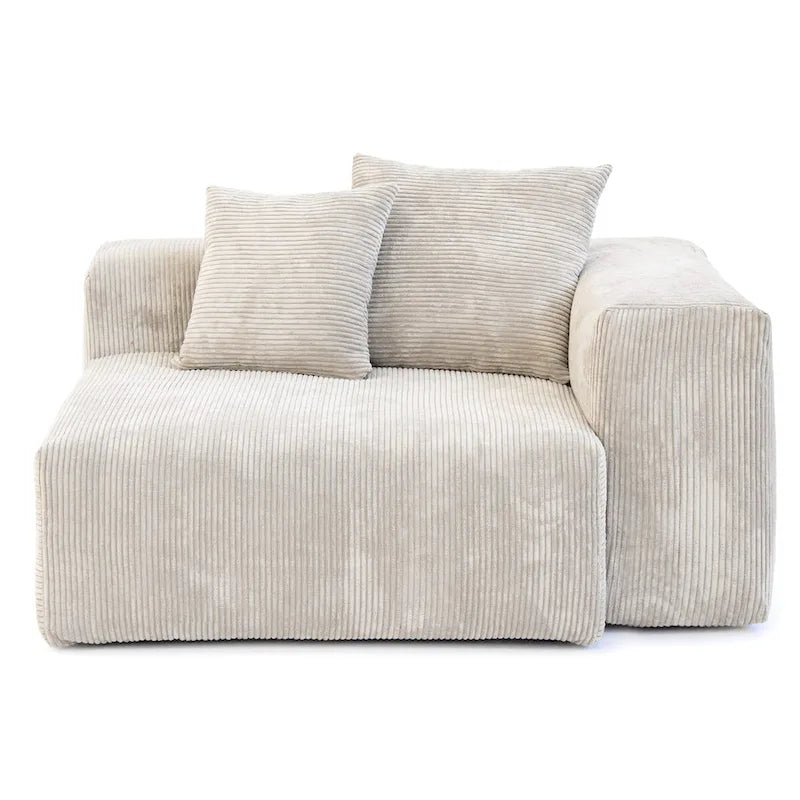 L-Shaped Couch Corduroy Sofa 5-seat Modular Large Sectional Couch with Ottoman for Living Room