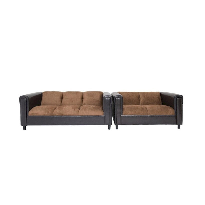 HomeRoots 72 Brown Chenille And Black Sofa - 72