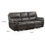 Tony 90 Inch Power Double Recliner Sofa, Gray Microfiber, USB Charging Port