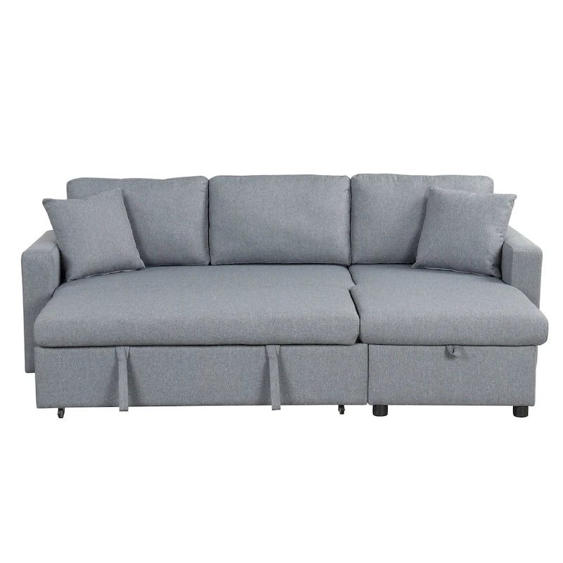 Grey L-Shape Sectional Sleeper Sofa with Storage