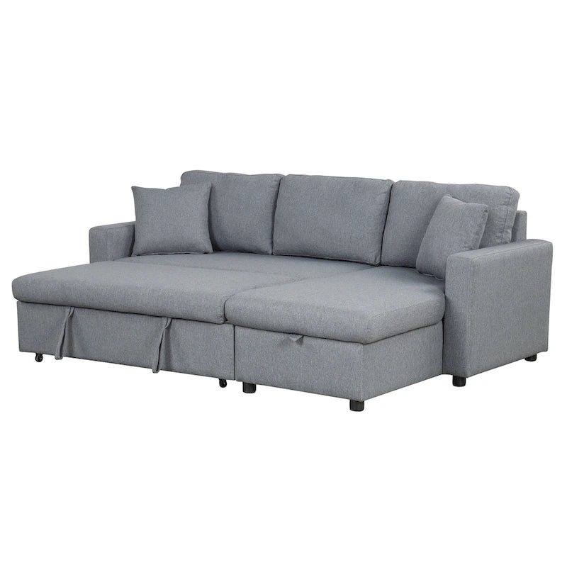 Grey L-Shape Sectional Sleeper Sofa with Storage
