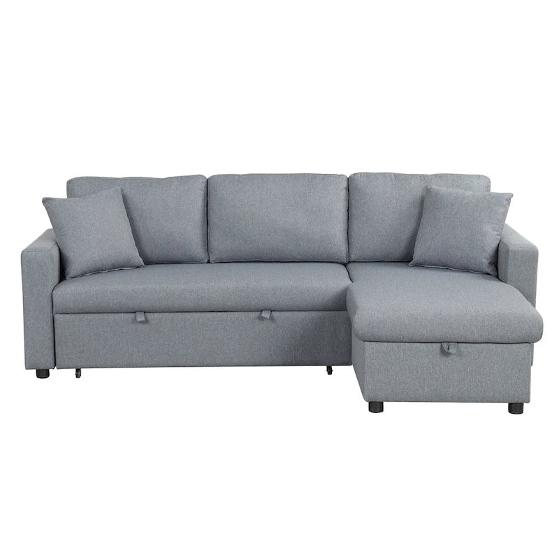 Grey L-Shape Sectional Sleeper Sofa with Storage