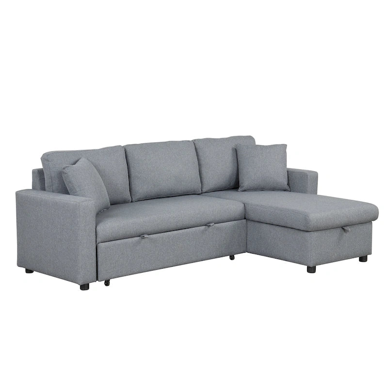Grey L-Shape Sectional Sleeper Sofa with Storage