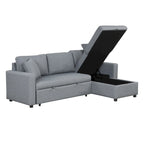 Grey L-Shape Sectional Sleeper Sofa with Storage
