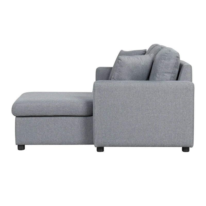 Grey L-Shape Sectional Sleeper Sofa with Storage