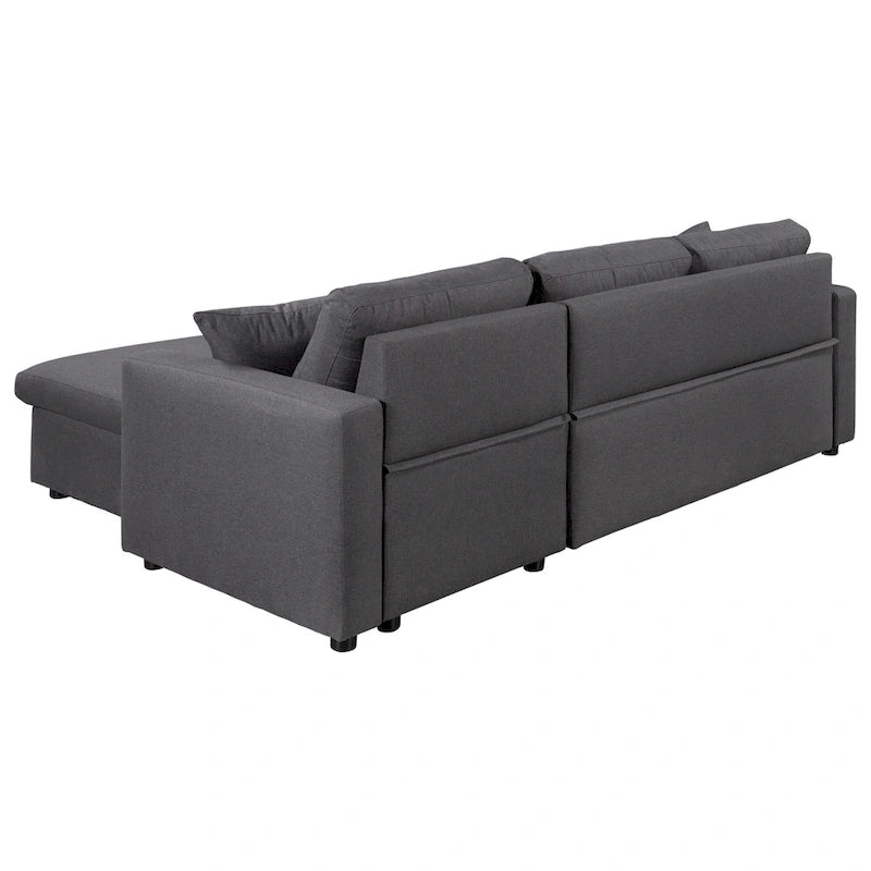 Grey L-Shape Sectional Sleeper Sofa with Storage