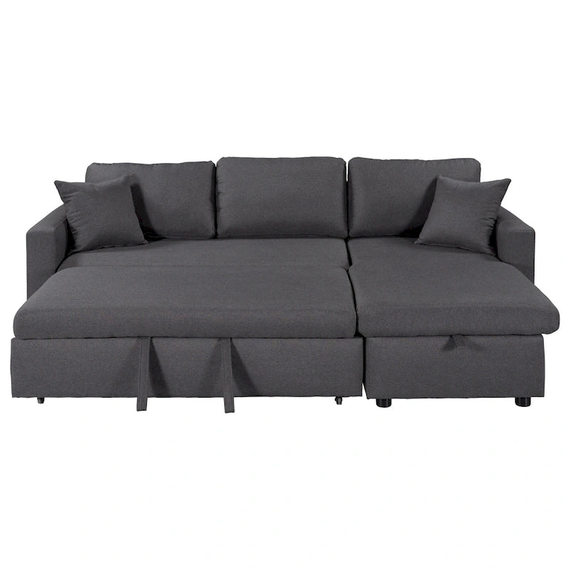 Grey L-Shape Sectional Sleeper Sofa with Storage