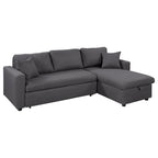 Grey L-Shape Sectional Sleeper Sofa with Storage