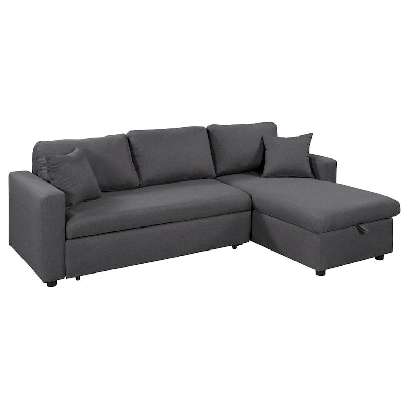 Grey L-Shape Sectional Sleeper Sofa with Storage