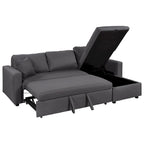 Grey L-Shape Sectional Sleeper Sofa with Storage