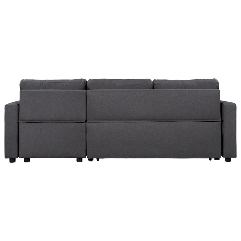 Grey L-Shape Sectional Sleeper Sofa with Storage