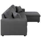Grey L-Shape Sectional Sleeper Sofa with Storage