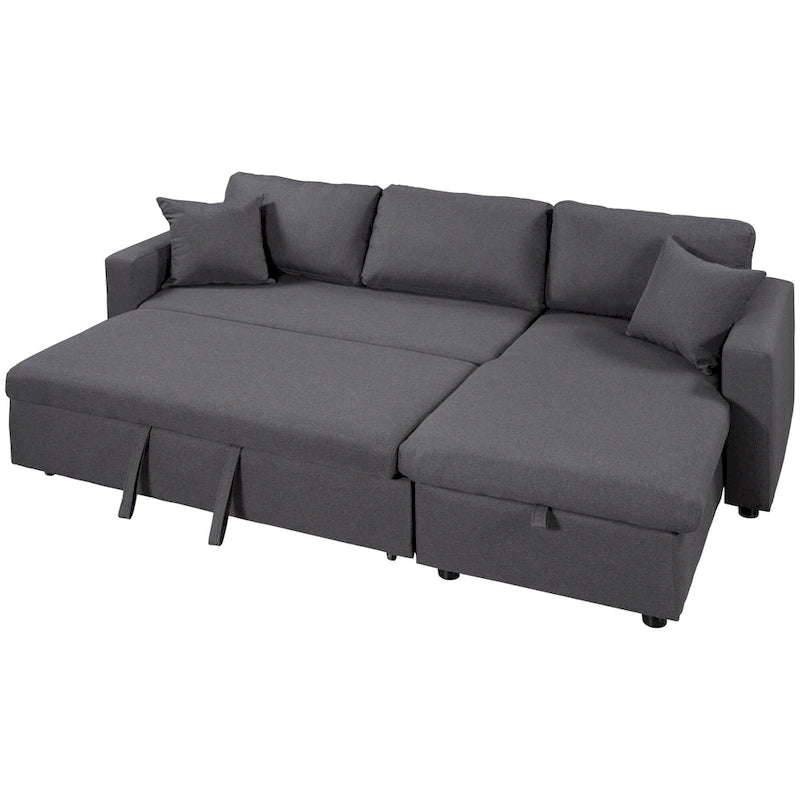 Grey L-Shape Sectional Sleeper Sofa with Storage