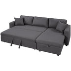 Grey L-Shape Sectional Sleeper Sofa with Storage