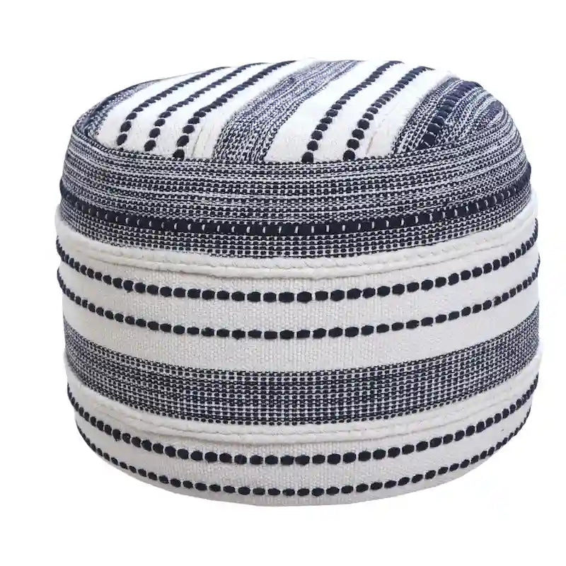 HomeRoots 18 Blue 100% Cotton Ottoman