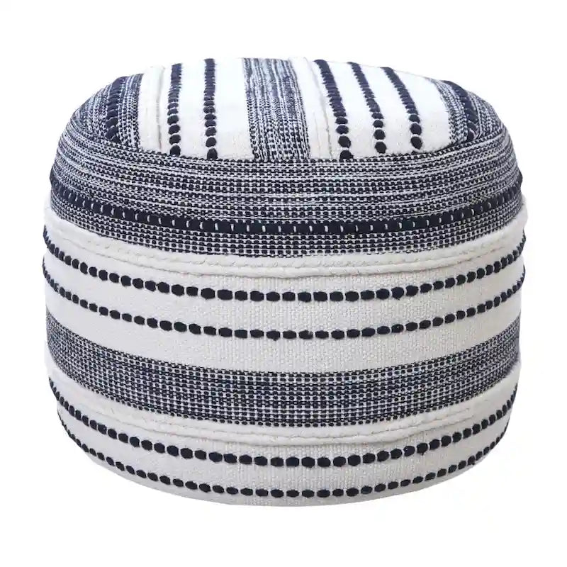 HomeRoots 18 Blue 100% Cotton Ottoman