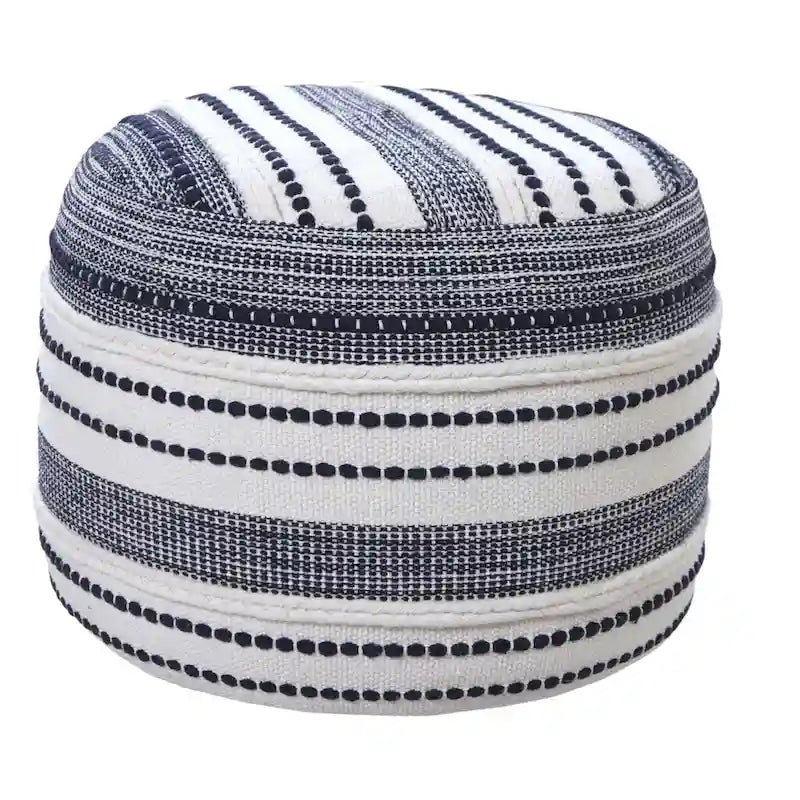 HomeRoots 18 Blue 100% Cotton Ottoman