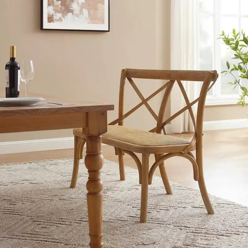 Delilah Brown Rattan Bentwood X-Back Bench