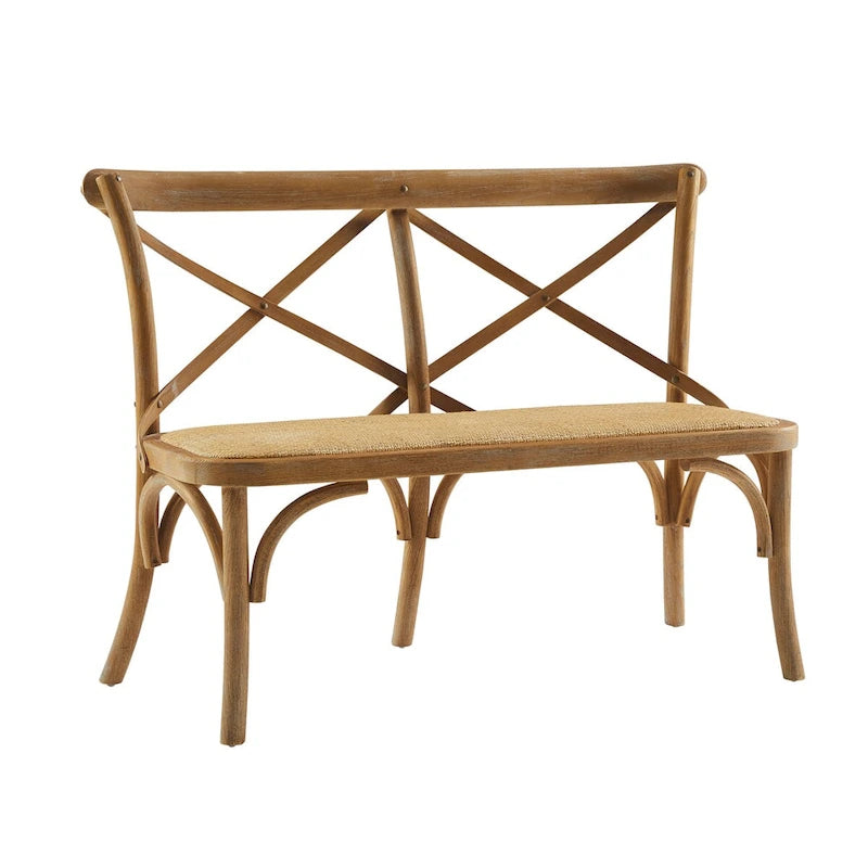 Delilah Brown Rattan Bentwood X-Back Bench