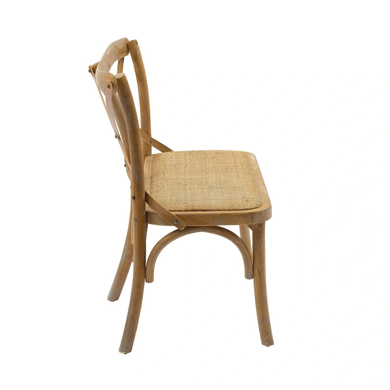 Delilah Brown Rattan Bentwood X-Back Bench