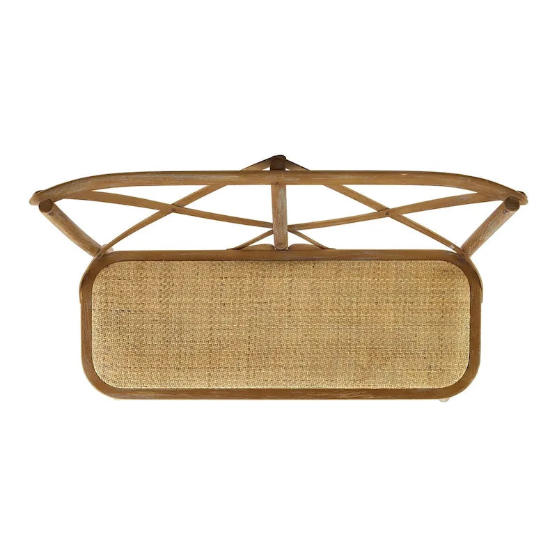 Delilah Brown Rattan Bentwood X-Back Bench