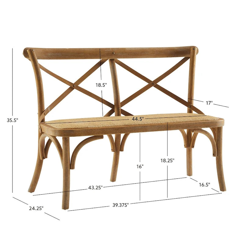 Delilah Brown Rattan Bentwood X-Back Bench