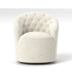 Velvet Upholstered 360 Degree Swivel Barrel Chair with Button Tufted Back