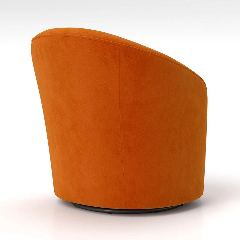 Velvet Upholstered 360 Degree Swivel Barrel Chair with Button Tufted Back
