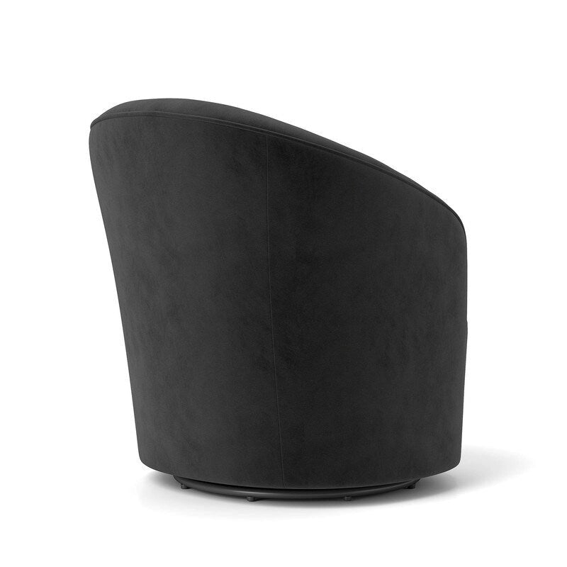 Velvet Upholstered 360 Degree Swivel Barrel Chair with Button Tufted Back