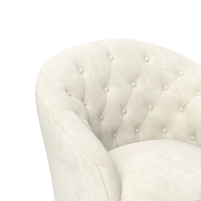 Velvet Upholstered 360 Degree Swivel Barrel Chair with Button Tufted Back
