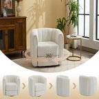 360° Swivel Barrel Chair - Upholstered Teddy Fabric Accent Chair