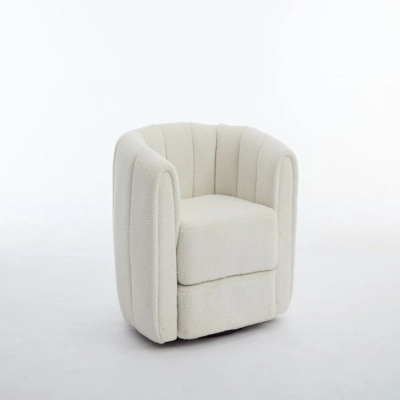 360° Swivel Barrel Chair - Upholstered Teddy Fabric Accent Chair