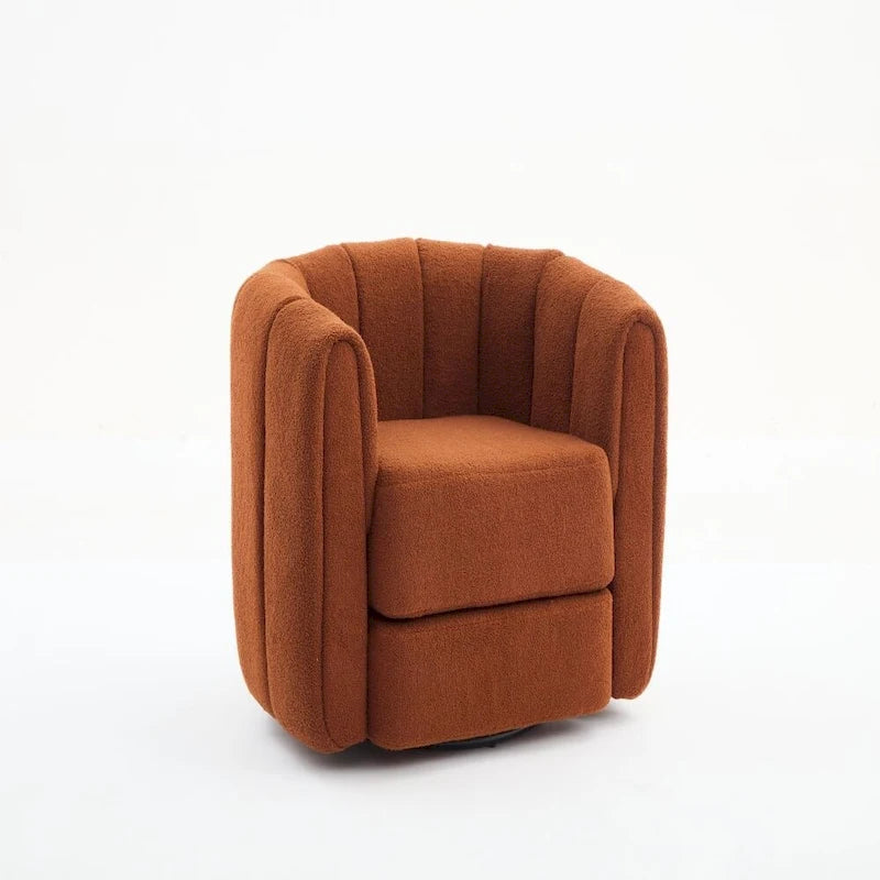360° Swivel Barrel Chair - Upholstered Teddy Fabric Accent Chair