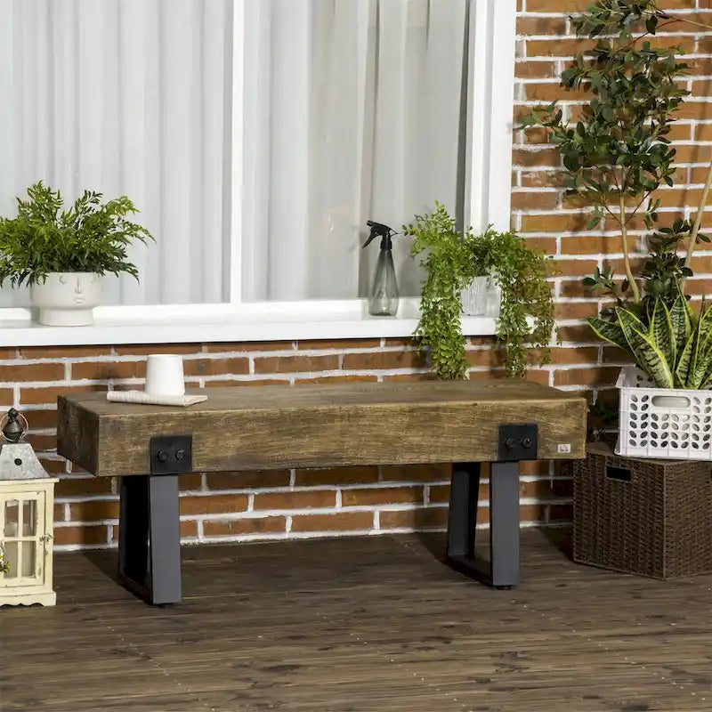 Garden Bench with Metal Legs